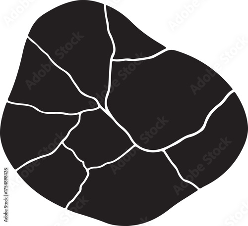 Abstract kintsugi ceramic pattern black silhouette broken shape unique design
