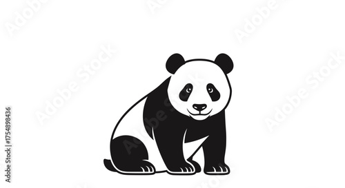 Cute Panda Bear Sitting Illustration.