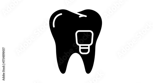 Dental Crown Solid Glyph Icon for Oral Healthcare.