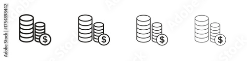 Coins stack icon set vector eps10. illustration, logo sign symbol pictogram template