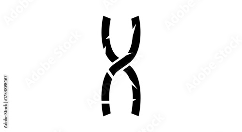 Distressed black chromosome icon isolated on white background.