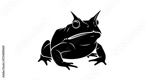 Detailed Illustration of a Horned Frog on White Background.