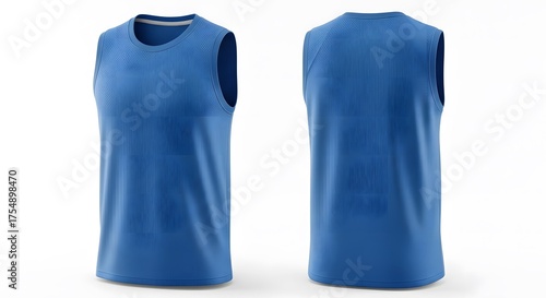 Mockup Design with Blue Sleeveless Jersey and Front and Back View