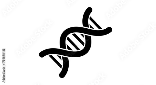DNA Double Helix Structure in Black and White.