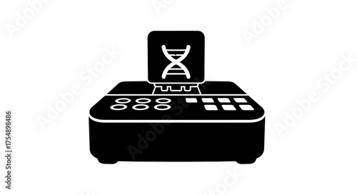 DNA analysis machine glyph icon isolated on white.