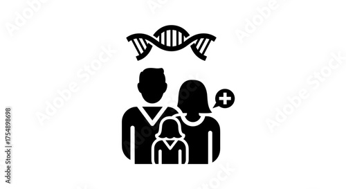 Family genetic health and wellness concept with DNA symbol.