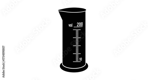 Graduated cylinder laboratory glassware silhouette icon design.