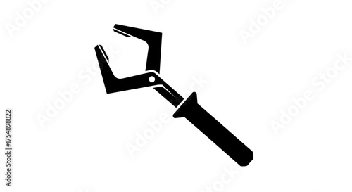 Hand clamp tool silhouette icon isolated on white background.