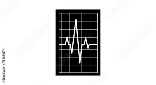 Heartbeat EKG Waveform on a Grid Monitor Display.