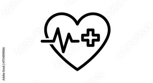 Heartbeat and Medical Cross Symbolizing Healthcare and Wellness.
