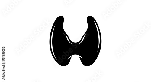 Human thyroid gland organ simple black vector icon isolated on white background.