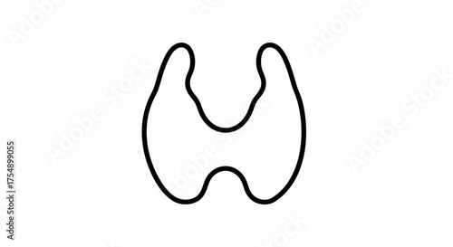 Human thyroid gland simple line art icon.