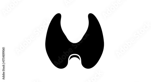 Human Thyroid Gland Silhouette Isolated on White Background.