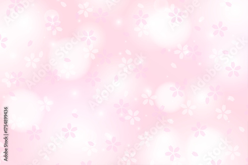 桜の花びらが舞う春の背景デザイン イラスト　ベクター　ピンク