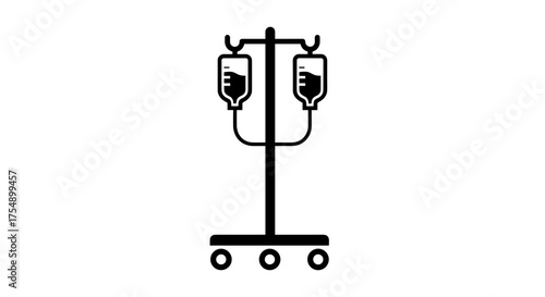 Medical IV Drip Stand with Bags Icon.