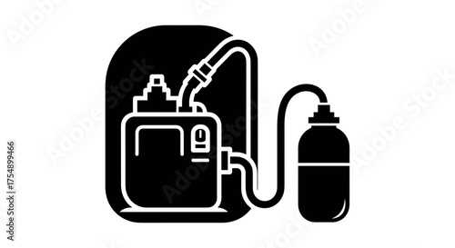 Medical Nebulizer Machine Glyph Icon for Respiratory Therapy.