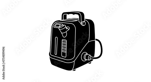 Medical Portable Oxygen Concentrator Vector Graphic Isolated on White.