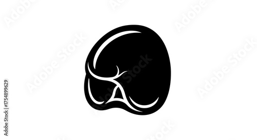 Minimalist black and white illustration of a stylized human skull simple and clean design.