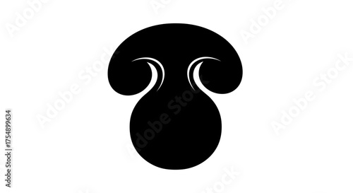 Minimalist black champignon mushroom silhouette icon.