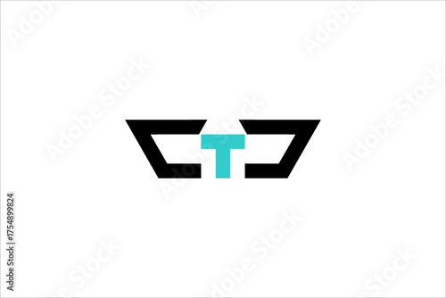 CT Monogram Logo with Light Blue T and Black Double C – Minimalist, Elegant, Modern Branding Design