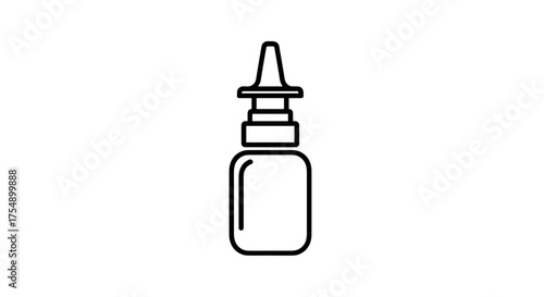 Nasal spray bottle simple line art icon isolated on white background.