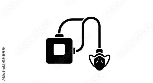 Oxygen Mask and Tank Icon Medical Respiratory Support.