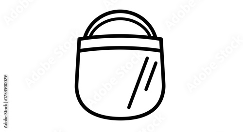 Protective face shield visor line art icon isolated on white.