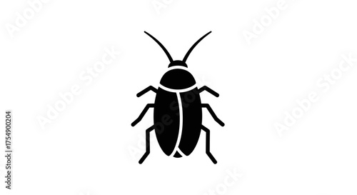 Silhouette of a Cockroach Simple Vector Illustration.