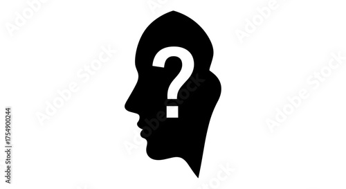 Silhouette of a Head with a Question Mark Inside.