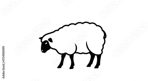 Simple black and white illustration of a sheep.