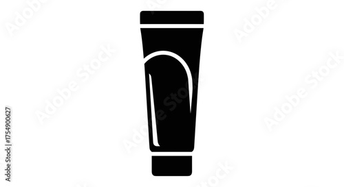 Simple black glyph icon of a cosmetic tube.
