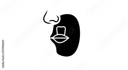 Simple black glyph icon of a facial treatment patch.