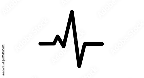 Simple black heartbeat line icon on a white background.