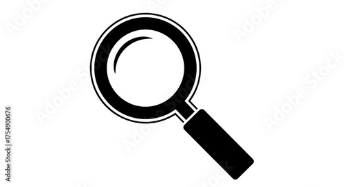 Simple black magnifying glass icon isolated on white background.
