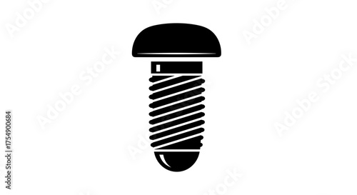 Simple black icon of a threaded screw isolated on white.