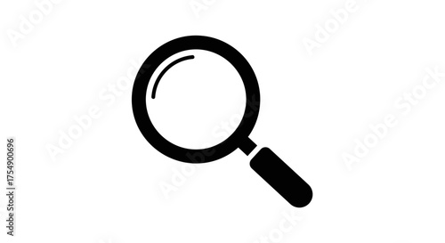 Simple black magnifying glass search icon isolated on a white background.