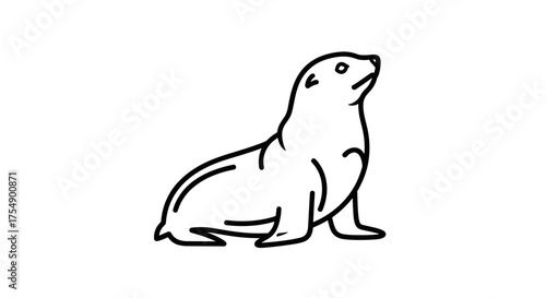Simple line art icon of a sitting sea lion.