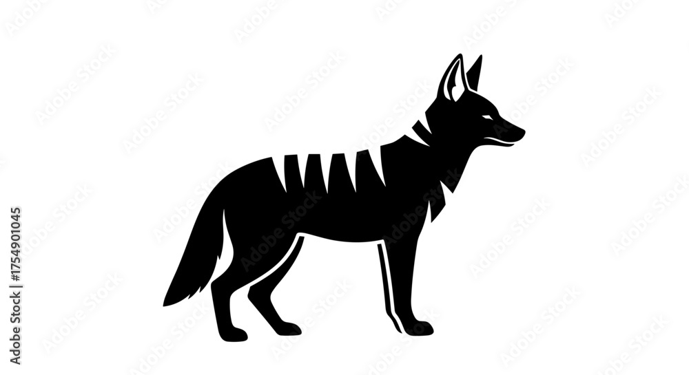Obraz premium Stylized black icon of a thylacine on a white background.