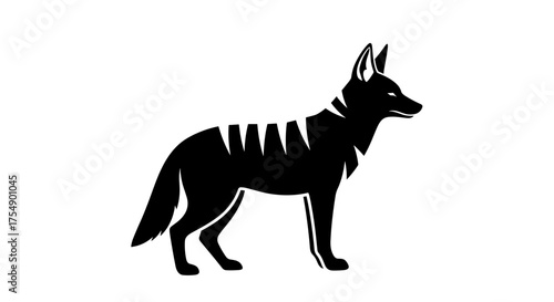 Stylized black icon of a thylacine on a white background.