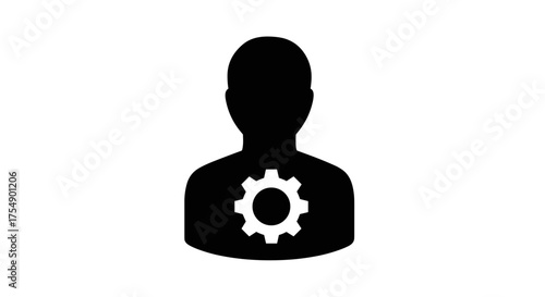 User profile settings and configuration icon isolated on white.