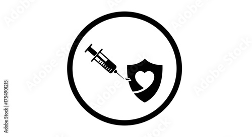 Vaccination Icon for Health and Heart Protection.