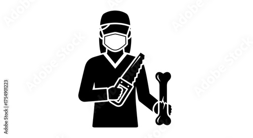Veterinarian Holding Saw and Bone Icon.