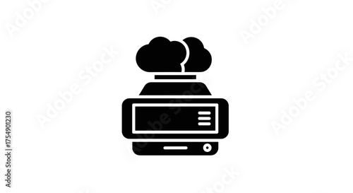 Virtual Reality Headset with Cloud Computing Icon.