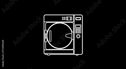 White outline icon of a modern washing machine.
