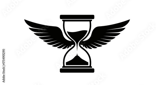 Winged Hourglass Symbolizing Passing Time and Urgency.