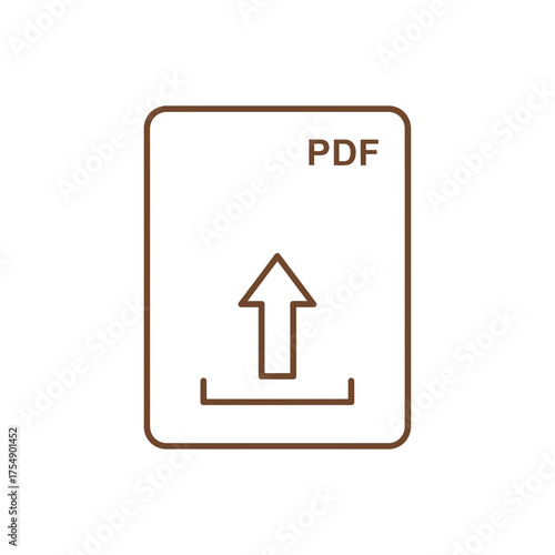 PDF Upload Icon – Minimal File Format Arrow Symbol Vector Illustration