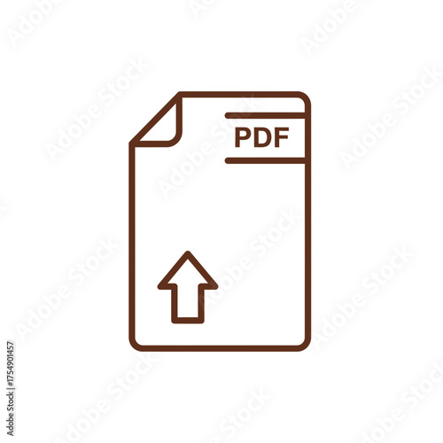 PDF Upload Icon – Minimal File Format Arrow Symbol Vector Illustration