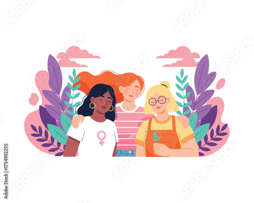 Diverse Group of Women Hugging. Female Empowerment, Friendship, and Sisterhood Concept