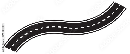  Curve highway roadway. Vector infographic. Road to horizon in perspective. Horizontal asphalt road template. Bending roads vector set. 