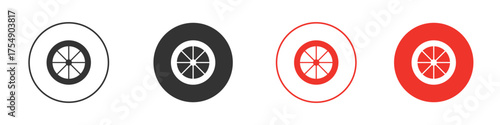 Tyre icon for ui or ux isolated on white for mobile app, editable